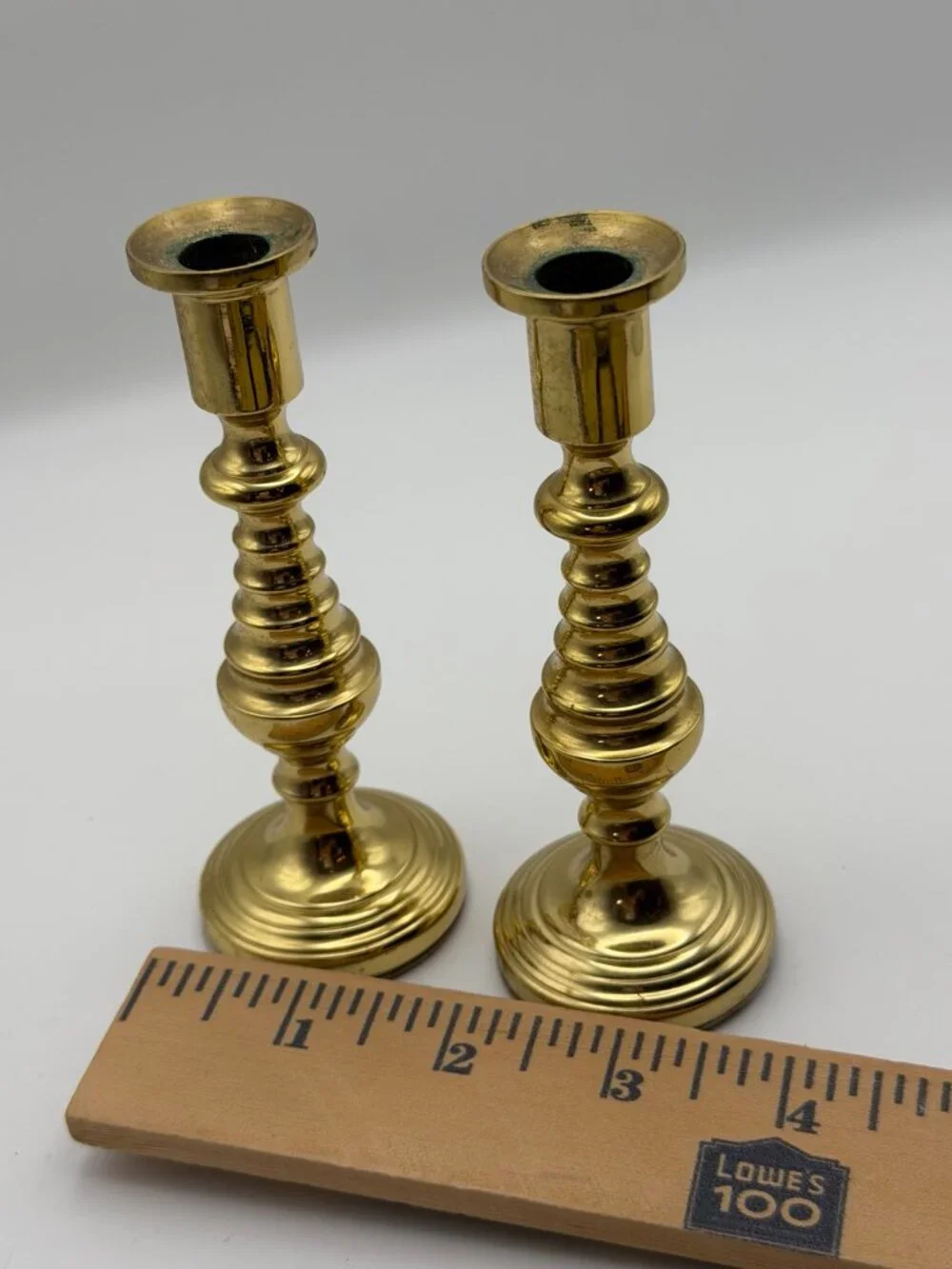 Vintage Baldwin Brass Beehive Candlestick Holder Pair Ornate tapered